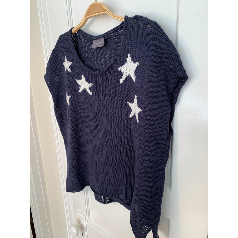 Wooden Ships Coastal Americana Kelly Tee Cotton Knit Scoop Neck Sweater M/L - Picture 3 of 12